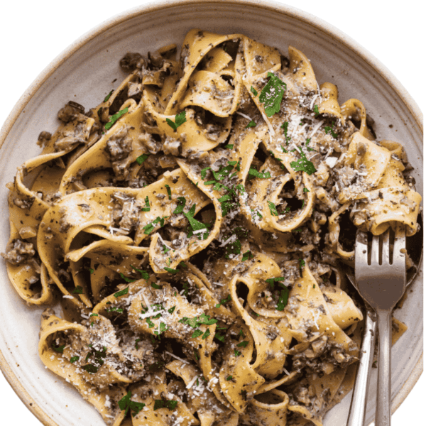 Spaghetti, Gnocchi, or Penne al Ragu Bianco Profumato ai Porcini